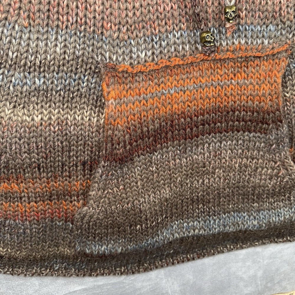 Zadig & Voltaire Wool Blend Knit Hooded Sweater Pullover Poncho‎ Skull Pockets - Picture 3 of 10